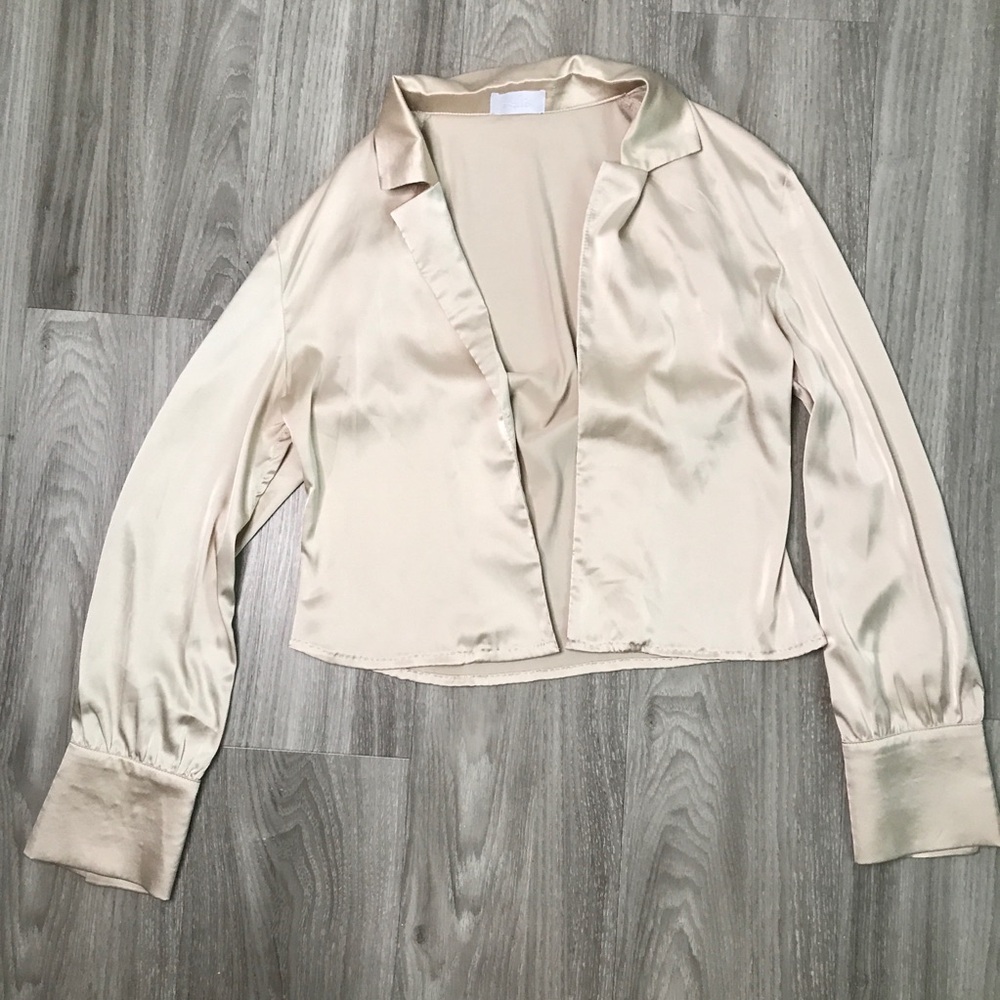 ISALIS SATIN SHIRT JACKET LONG SLEEVE CROP SMALL